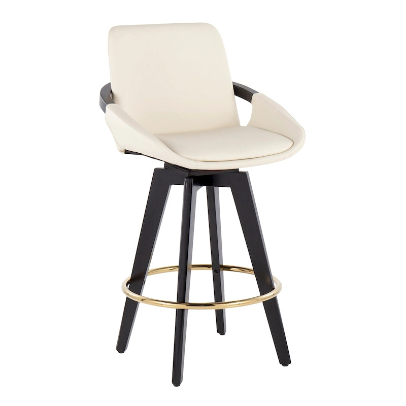 Fixed-Height Counter Stool with Black Wood Base (Set of 2)