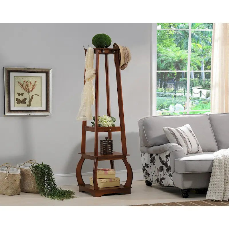 Coat Rack with Storage Shelves