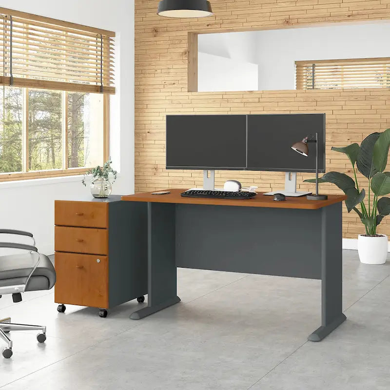 48W Desk with Mobile File Cabinet