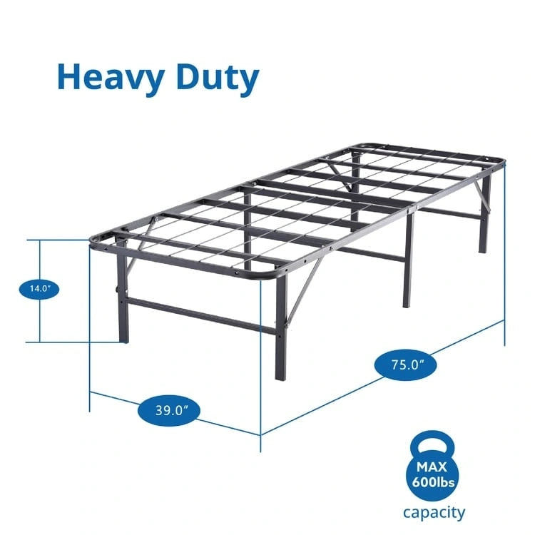Cadre de lit plateforme pliable en métal de 14 pouces