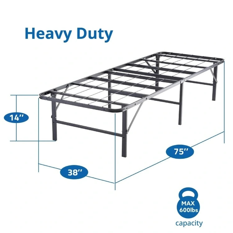 Cadre de lit plateforme pliable en métal de 14 pouces