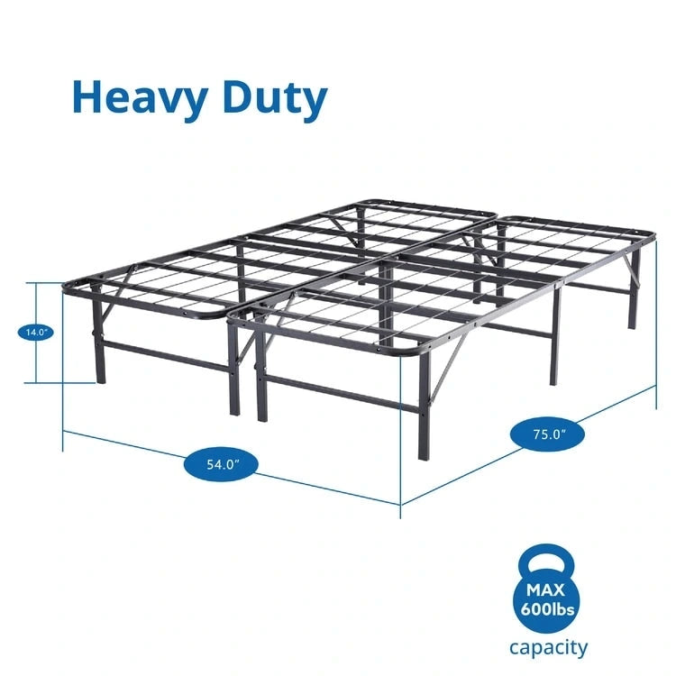 Cadre de lit plateforme pliable en métal de 14 pouces