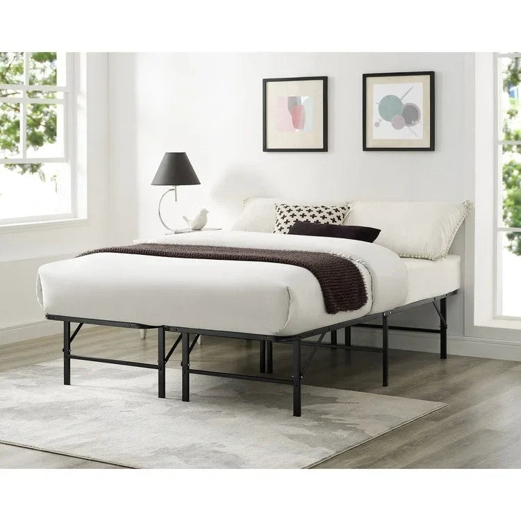 Cadre de lit plateforme pliable en métal de 14 pouces