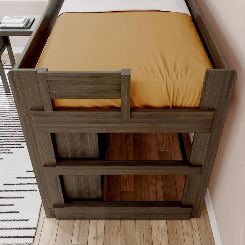 Twin Low Loft Bed with 3-Drawer Dresser, 2-Shelf Bookcase and Hook-on Desk