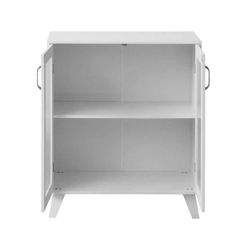 2-Glass Door Bathroom Storage Cabinet with Adjustable Shelf - 27"W x 32"H x 15"D